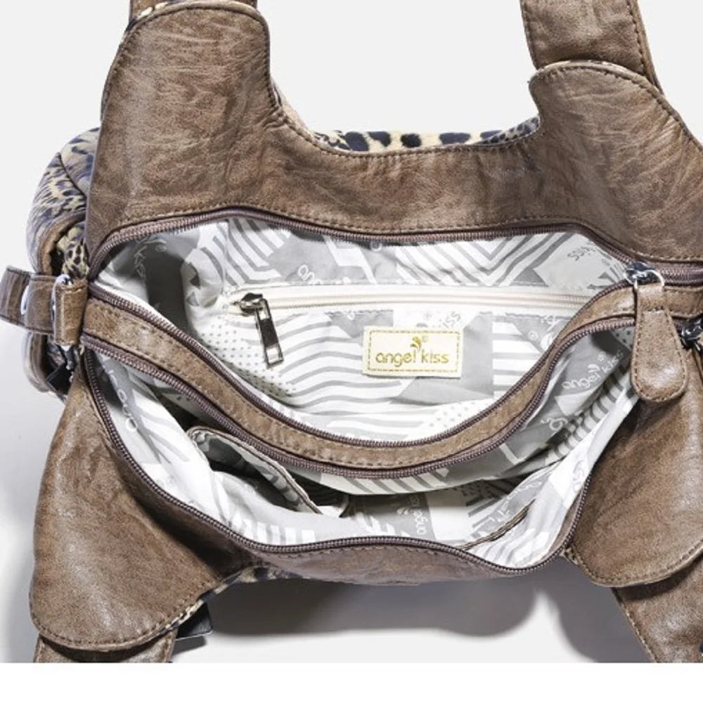 Vintage Bag Women Handbags Brown Leopard Shoulder Bag Top-handle Handbag Fashion Satchel Dumpling Shoulder Bag Tote Hobos