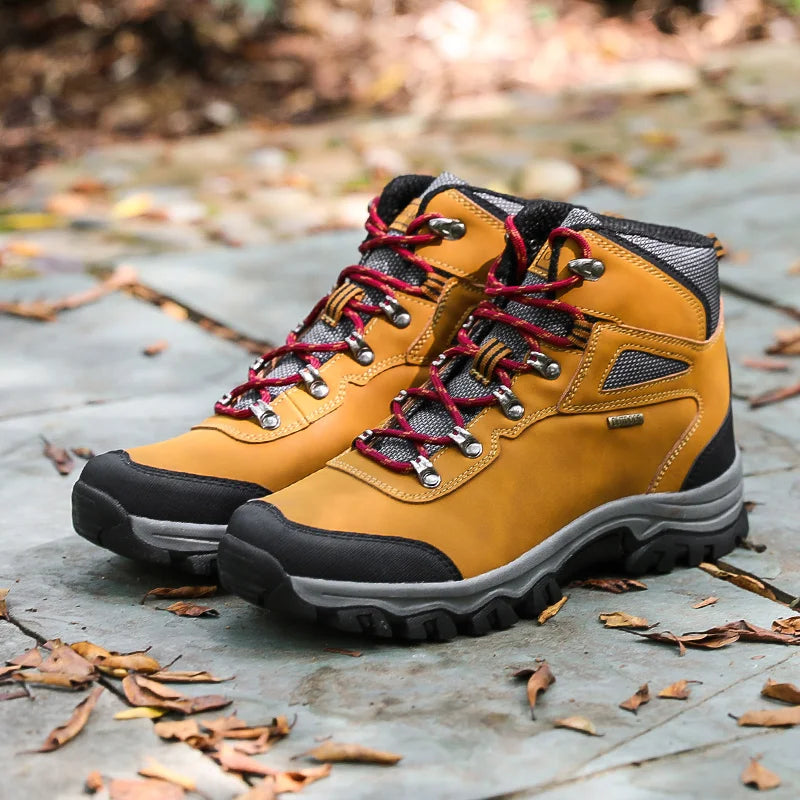 Brand Men's Ankle Boots Waterproof Leather Sneakers Breathable Outdoor Men Hiking Boots No-slip Men's Work Shoes Size 39-47