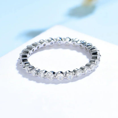 Moissanite Ring 585 14K 10K 18K Rose Gold Half Eternity Bubble Rings for Women Jewelry Wedding Diamond Engagement Band