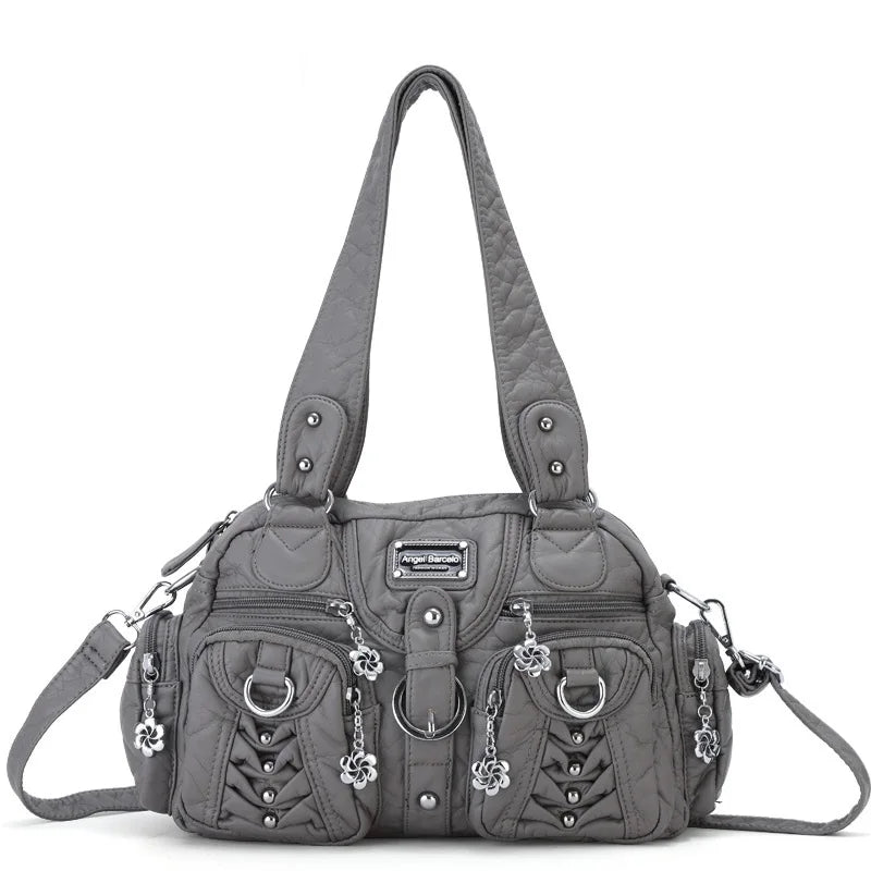 Women Handbags Fashion Satchel Top-handle Handbag PU Shoulder Bag 10.6"x8.3" Dumpling Pack Multi-pockets Shoulder Bags