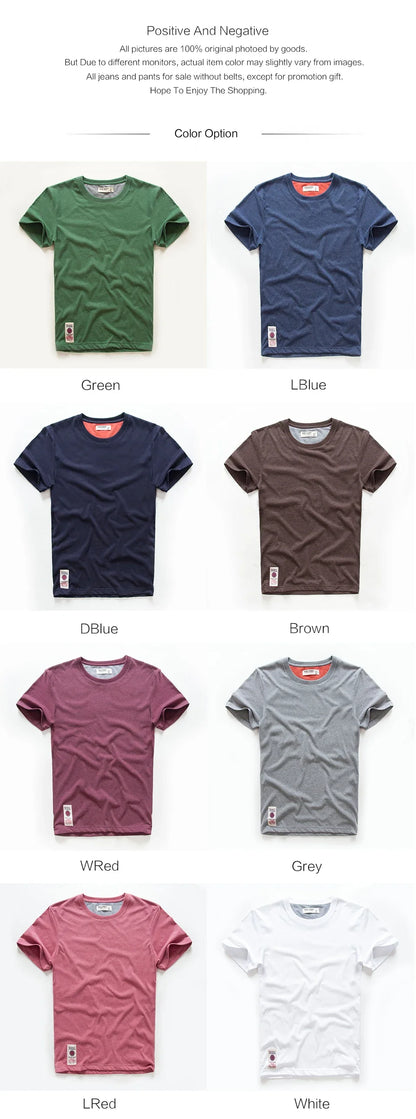 Men's Solid T-shirt Cotton t shirt Men Causal O-neck Basic Tshirt Male High Quality Classical Tops