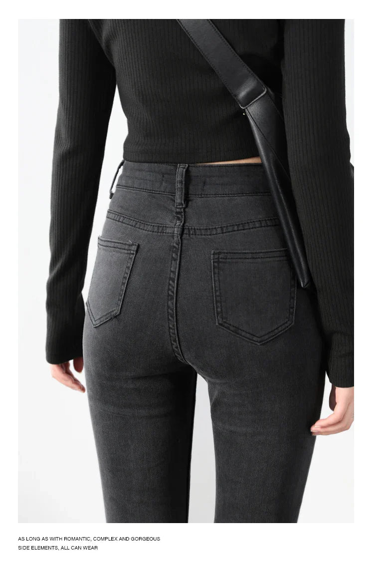 Women Jeans Retro High Waist Stretch Pencil Denim Pants Elastic for Woman Female Trousers Autumn Winter Ladies
