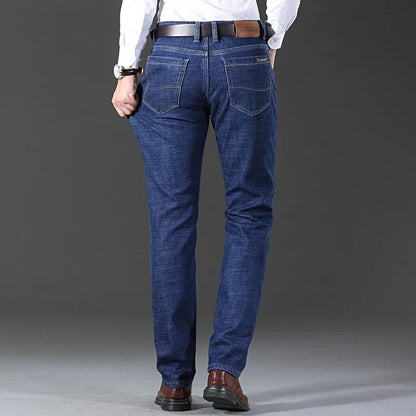 2024 New Jeans Brand Autumn Winter Jeans Warm Flocking Warm Soft Men Activities Warm Fleece Men Jeans Black Blue  Colors