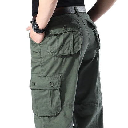 Men's Spring Baggy Cargo Pants Work Overalls Tactical Multi-Pocket Casual Cotton Pants Male Army Straight Slacks Long Trousers