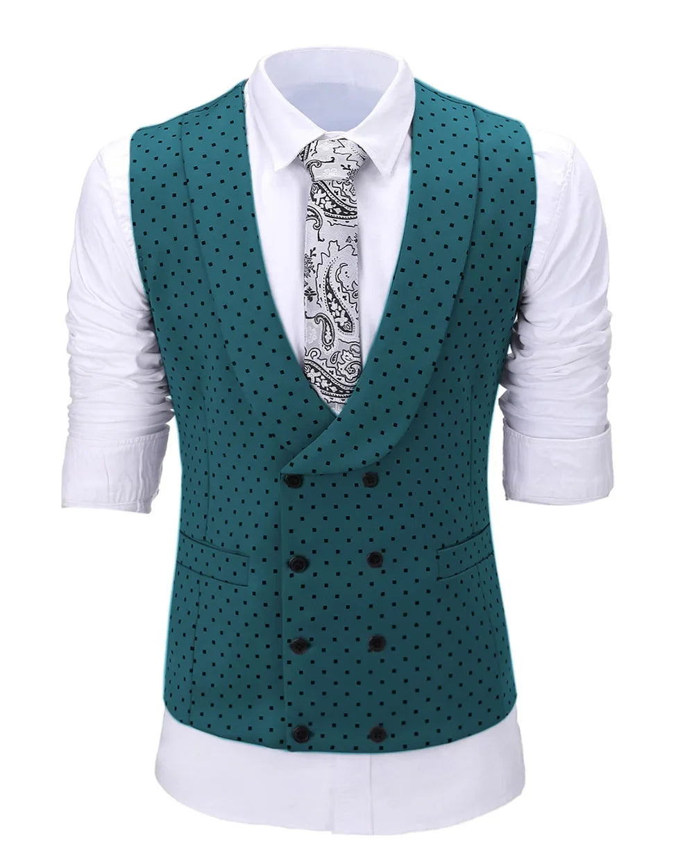Men's Suit Formal Neck Square wave point leisure  Casual Waistcoat Formal Business Grey Navy Vest Groomman For Wedding Evening