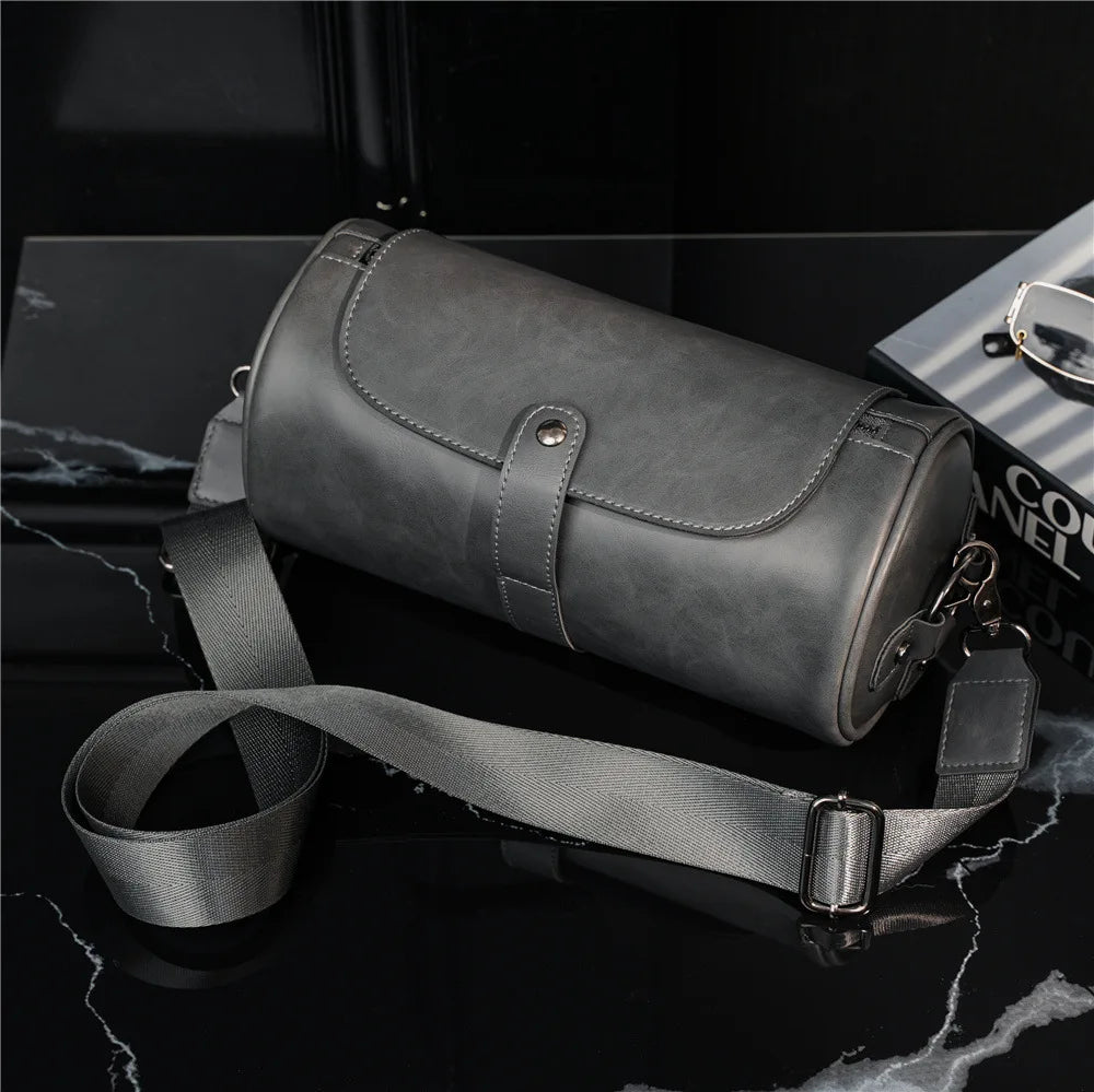 Luxury Retro Barrel Shaped Shoulder Bags Men Crossbody Bag Fashion Design Messenger Bag Mens Crossbody Shoulder Bag Male 2021