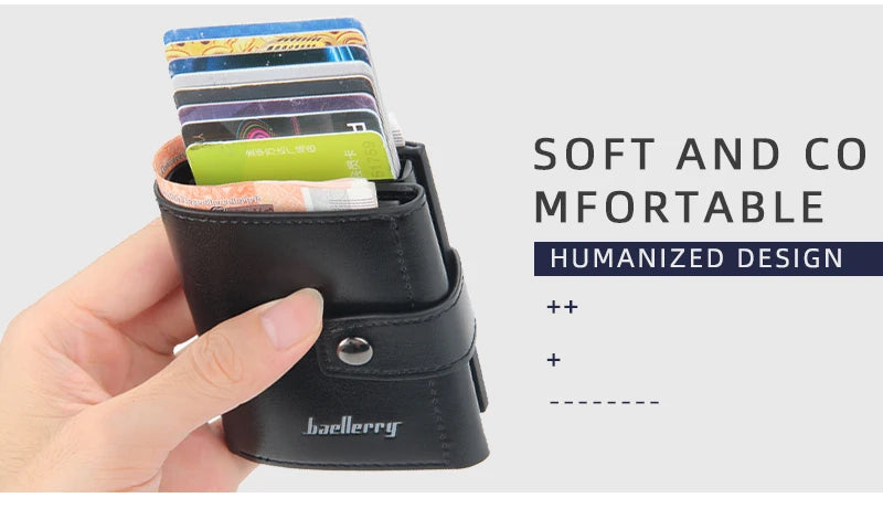 Nouveau portefeuille homme anti-RFID porte-cartes de crédit en cuir porte-cartes d'affaires en métal aluminium