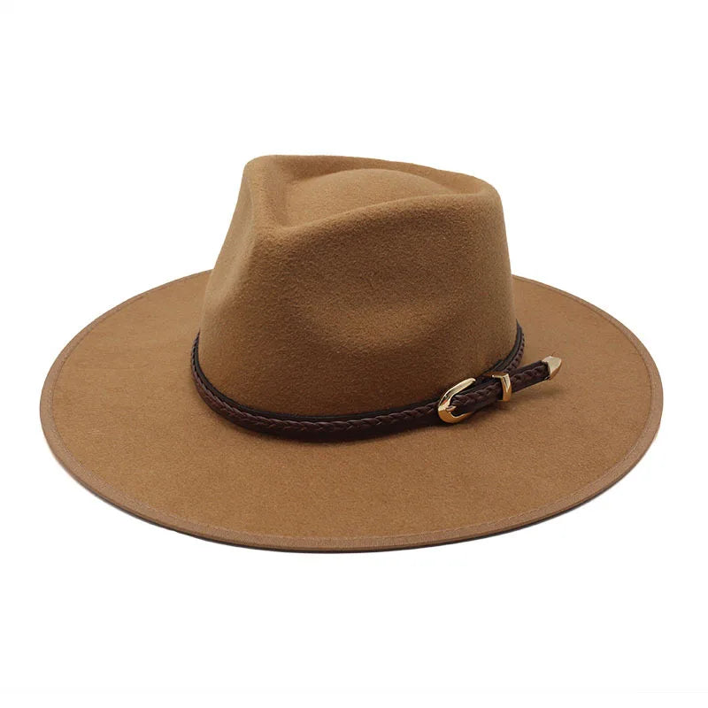2024 Fashion Women Winter Wool Fedora Hat Men Simple Wide Brim Vintage Felt Jazz Hats New Top Trilby Cap