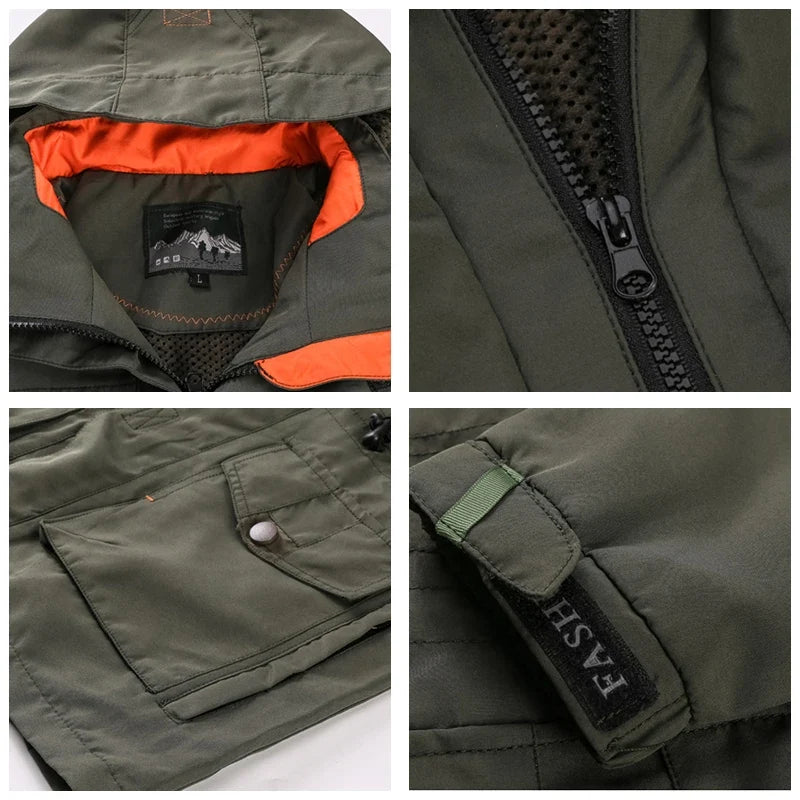 Men Outdoor Jacket Spring Autumn New Hooded Casual Jacket Men Windproof Windbreaker Coat Men Camping Lnterchange Jacket Men