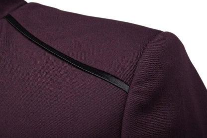 Men's Black Stand Up Collar Blazer Coat, Wedding Party Dress Jacket, Asia Sizes Slim-Fit Single Breasted Jaqueta, Blue Red Tops.