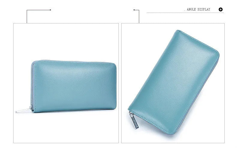 Men wallet genuine leather passport RFID long large capacity organ mobile phone  multi function card holder unisex wallets