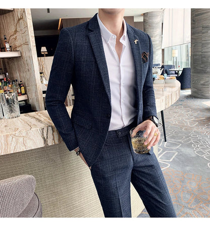 25 Colors 1 Pcs Blazer No Pants S-7XL New Wedding Dress Formal Business Slim Mens Suit Jacket Plaid Striped Solid Color