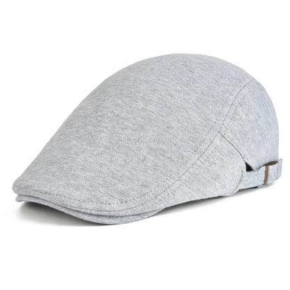 100% Cotton Men Black Flat Ivy Cap Soft Solid Color Gatsby Driving Cabbie Casual Hat Adjustable Newsboy Caps
