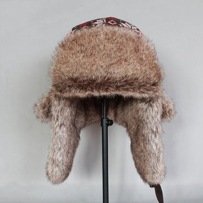 Winter  Bomber Hat Women  Russian Faux Fur  Trapper Hat  Men Ushanka Snow Cap with Earflaps