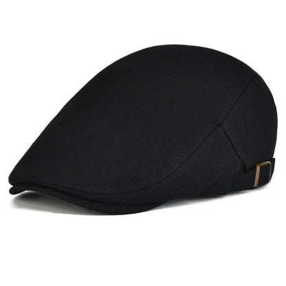 100% Cotton Men Black Flat Ivy Cap Soft Solid Color Gatsby Driving Cabbie Casual Hat Adjustable Newsboy Caps