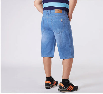 Men Extra Large Size Shorts Knee-length Summer Breeches Denim 2024 Male Bermuda Classic Stretch Plus Size Big 8XL Men Short Jean