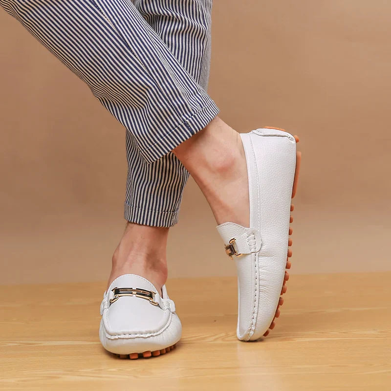 White Loafers for Men Size 48 Slip on Shoes Driving Flats Casual Moccasins for Men Comfy Male Loafers
