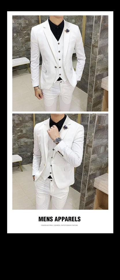 Men's Suits High Quality Wedding Groom Tuxedos Single Button Slim Fit Business Prom Dress Men's Formal Dress Suits