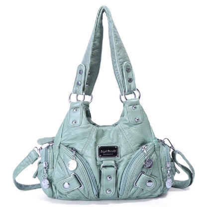 Vintage Women Handbags Soft Bag Small Top-handle Purse Fashion Satchel Multi-Pockets Shoulder Bag Hobos Phone Pack Tote Bag