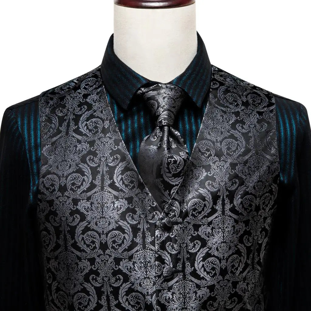Fashion Silk Vest For Men Classic Gold Champane Yellow Waistcoat Jacket Tie Hankerchief Cufflinks Sets Dress Suit Wedding Hi-Tie
