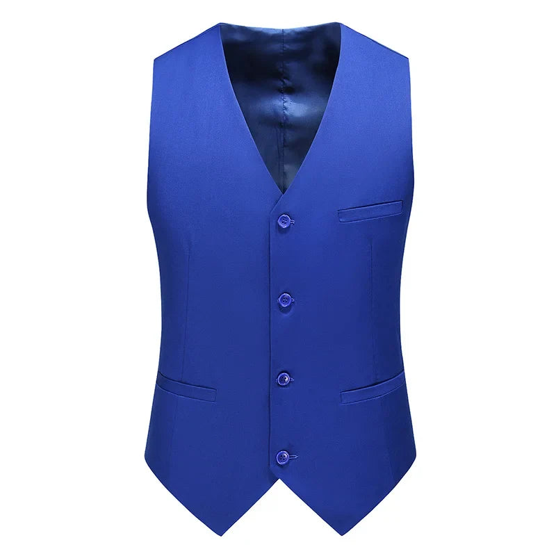 Royal Blue Vest Waistcoat Men's Brand New Slim-Fit V Neck Dress Vests Mens Formal Business Wedding Tuxedo Chaleco Hombre 6xl