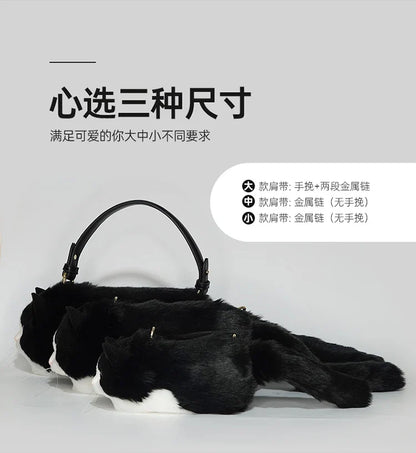Mini bag with versatile chain high quality cute fashion Black And White cat bag cross body bag clutch Handbag