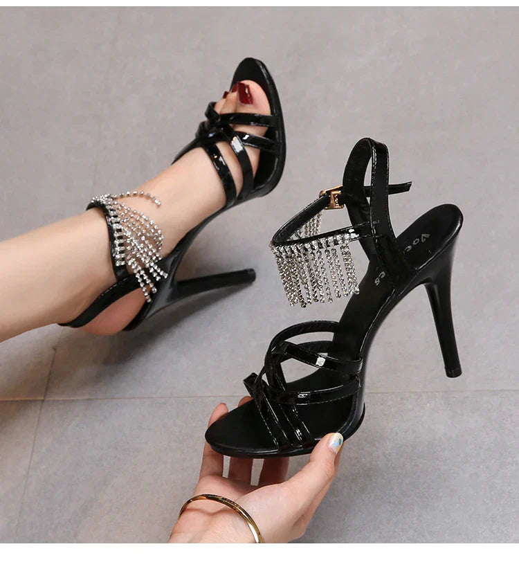 Model Catwalk High Heels Stiletto Sexy Platform 11cm Sandals Female Summer Red party Shoes Woman Sandals Cross Straps Size 43