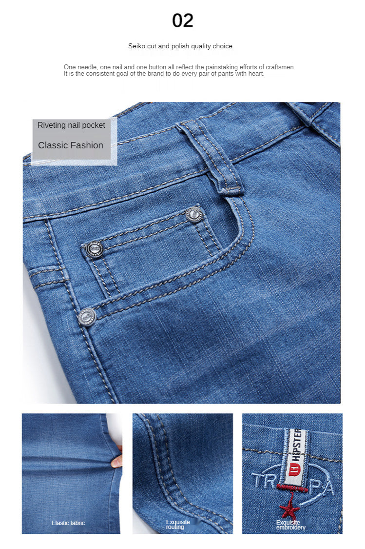 Men Extra Large Size Shorts Knee-length Summer Breeches Denim 2024 Male Bermuda Classic Stretch Plus Size Big 8XL Men Short Jean