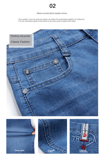 Men Extra Large Size Shorts Knee-length Summer Breeches Denim 2024 Male Bermuda Classic Stretch Plus Size Big 8XL Men Short Jean