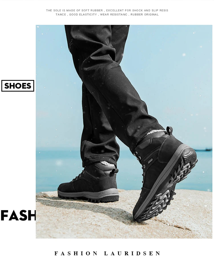 Winter Waterproof Men Boots Plush Super Warm Snow Boots for Men Sneakers Big Size 48 Men Ankle Boots Outdoor Shoes Botas Hombre
