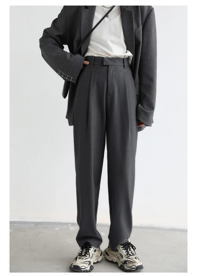 Simple Casual Women Twill Suit Pants Wide Leg Pants Straight Floor Pants Office Ladies Female Trousers