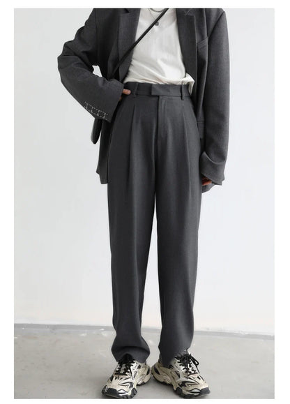Simple Casual Women Twill Suit Pants Wide Leg Pants Straight Floor Pants Office Ladies Female Trousers