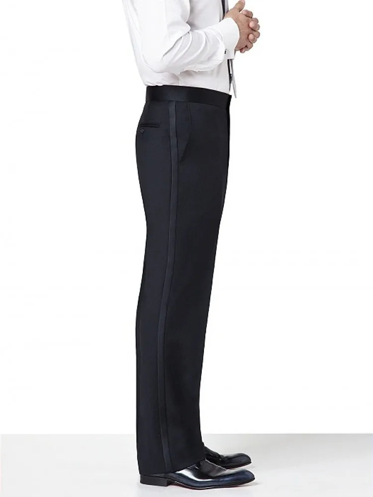 Custom Made Black/White Pants Straight-Fit Trousers Mens/Bridegroom/Best Man Wedding/Evening Plain Front Pant KZ11