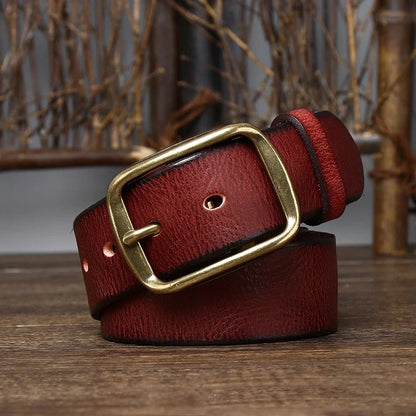 3.8CM Thick Cowhide Copper Buckle Genuine Leather Casual Jeans Belt Men High Quality Retro Luxury Male Strap Cintos