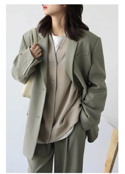 Simple Casual Women Twill Suit Pants Wide Leg Pants Straight Floor Pants Office Ladies Female Trousers