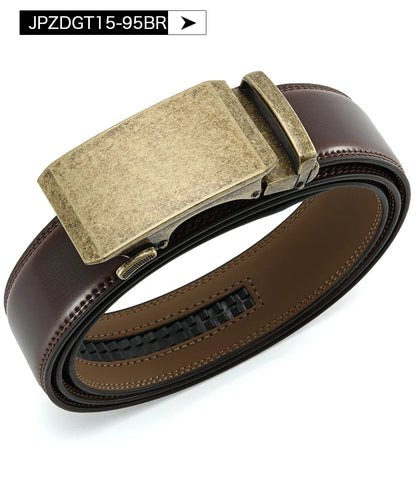 Multicolor Genuine Leather Men's Belts Fashion Business Automatic Buckle Straps Ratchet Cow Leather Waistband 3.5cm Width
