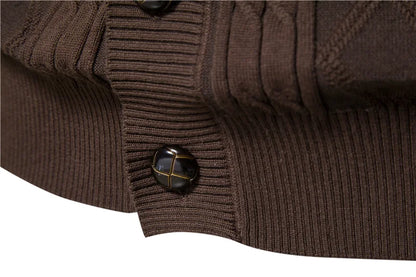 Cotton Argyle Cardigan Men Casual Single Breasted Solid Color Business Mens Cardigans New Winter Fashion Sweater Man