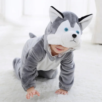 Infant Toddler Dalmatian Dog Lion Tiger Dinosaur Costumes Baby Boys Girls Kigurumi Cartoon Animal Romper Halloween Purim