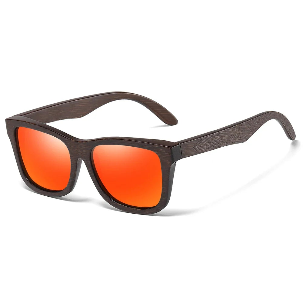 Retro Fashion Bamboo Wood Polarized Sunglasses Driving Square Style SunGlasses Male Goggle Cat.3 Women Men Brand Designer