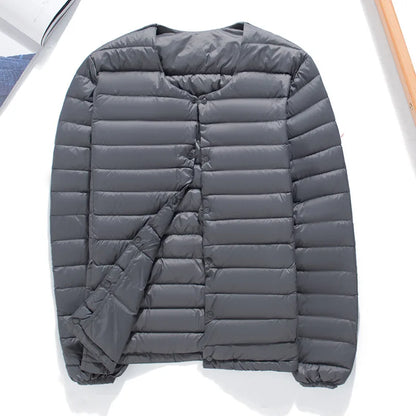 Matt Fabric Ultra Light Down Jacket Men V-neck Men's Down Jacket Slim Windproof Portable Lightweight Coat Warm Liner