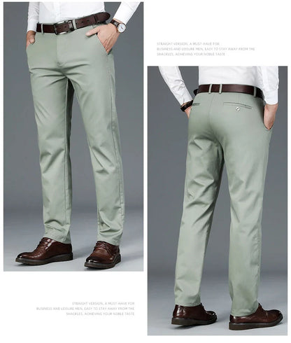 2023 Spring New Men's Bamboo Fiber Casual Pants Classic Style Business Fashion Khaki Stretch Cotton Trousers Male Brand Clothes