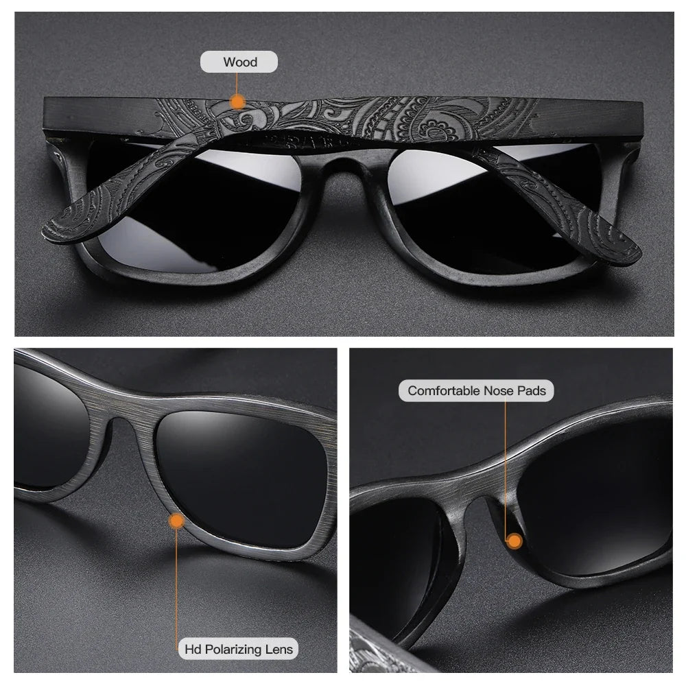 Wooden Male Lady Sunglasses Men's Luxury Brand Designer Polarized Sun Glasses Vintage Sunglass Women Eyewear With Paper Box