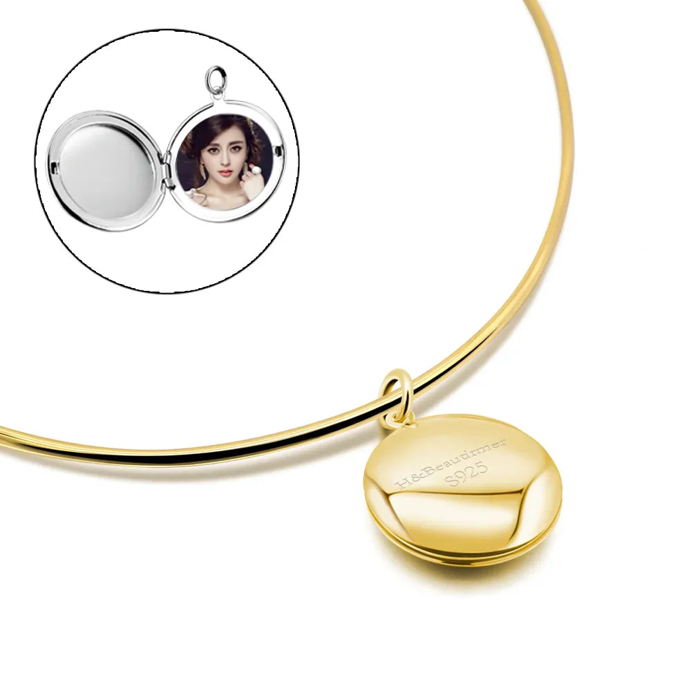Vintage Simple 925 Sterling Silver Necklace Geometric Choker Shiny And Delicate Collarbone Chain For Women's Golden Jewellery