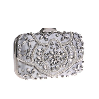 Women's Evening Clutch Bag Party Purse Luxury Wedding Clutches For Bridal Exquisite Crystal Ladies Handbag Apricot Silver Wallet