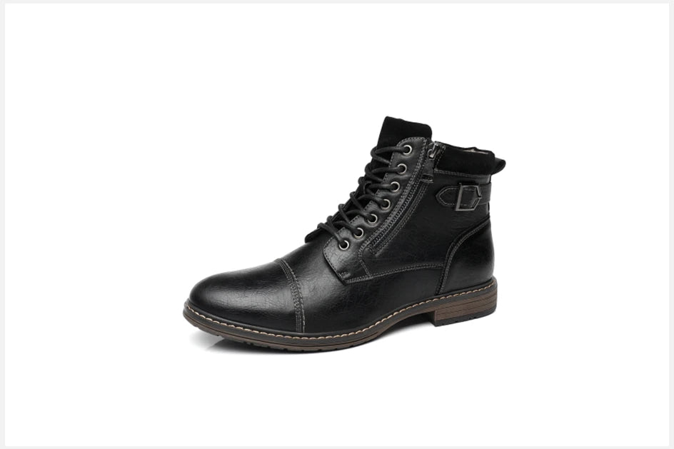 Men's Boots Winter Fashion botines Zip Lace-up Ankle Boots Vintage Business Dress Shoes Leather Casual Shoes For Men