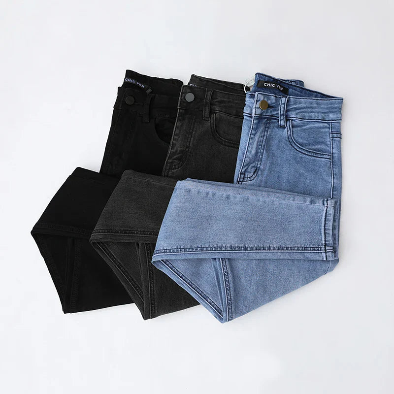 Women Jeans Retro High Waist Stretch Pencil Denim Pants Elastic for Woman Female Trousers Autumn Winter Ladies