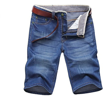 Summer Thin Denim Shorts For Men Good Quality Shorts Jeans Men Cotton Solid Straight Jeans Shorts Male Blue Casual Jeans Size 40
