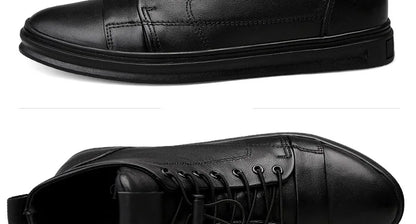 Winter Genuine Leather Boots Men Ankle Casual High Top Skateboarding Shoes Cow Leather Big Size 47 48