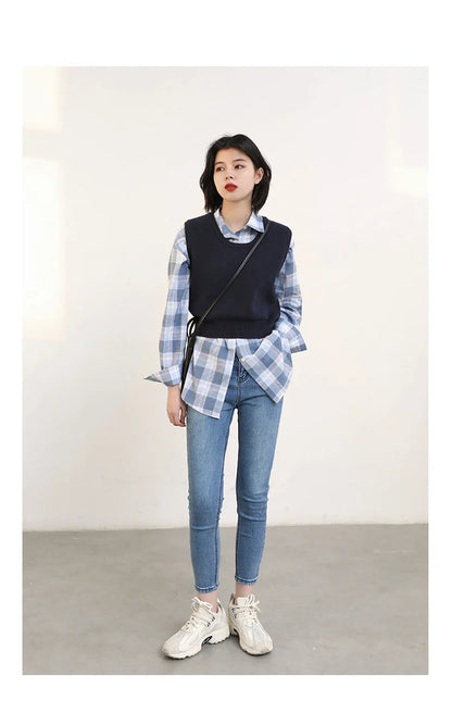 Women Jeans Retro High Waist Stretch Pencil Denim Pants Elastic for Woman Female Trousers Autumn Winter Ladies