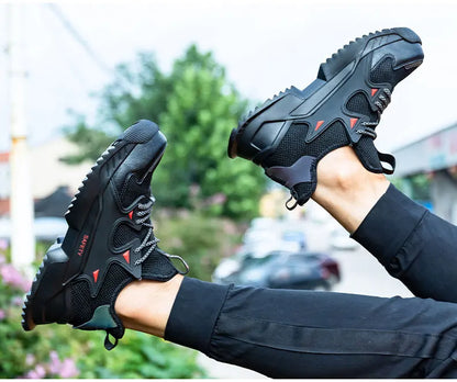 Men's Work Safety Shoes Steel Toe Construction Boots Sneakers Breathable Lightweight Indestructible Industry Shoes Male Footwear